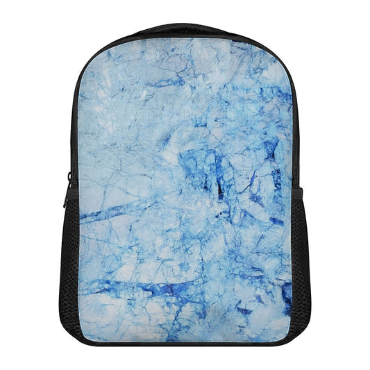 Ice Blue Marble Print Casual Backpack