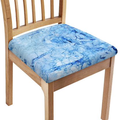 Ice Blue Marble Print Chair Cushion Cover