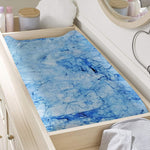 Ice Blue Marble Print Changing Pad Cover