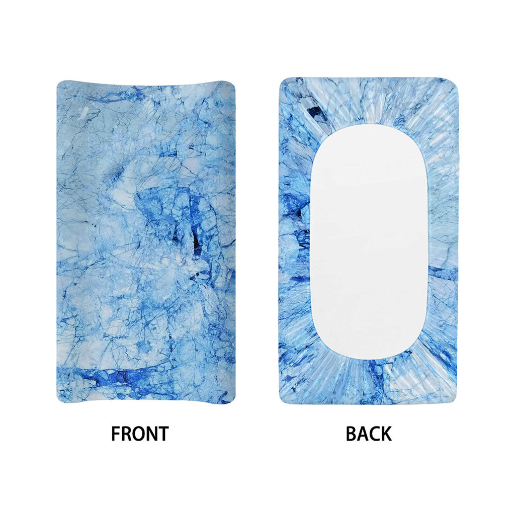 Ice Blue Marble Print Changing Pad Cover