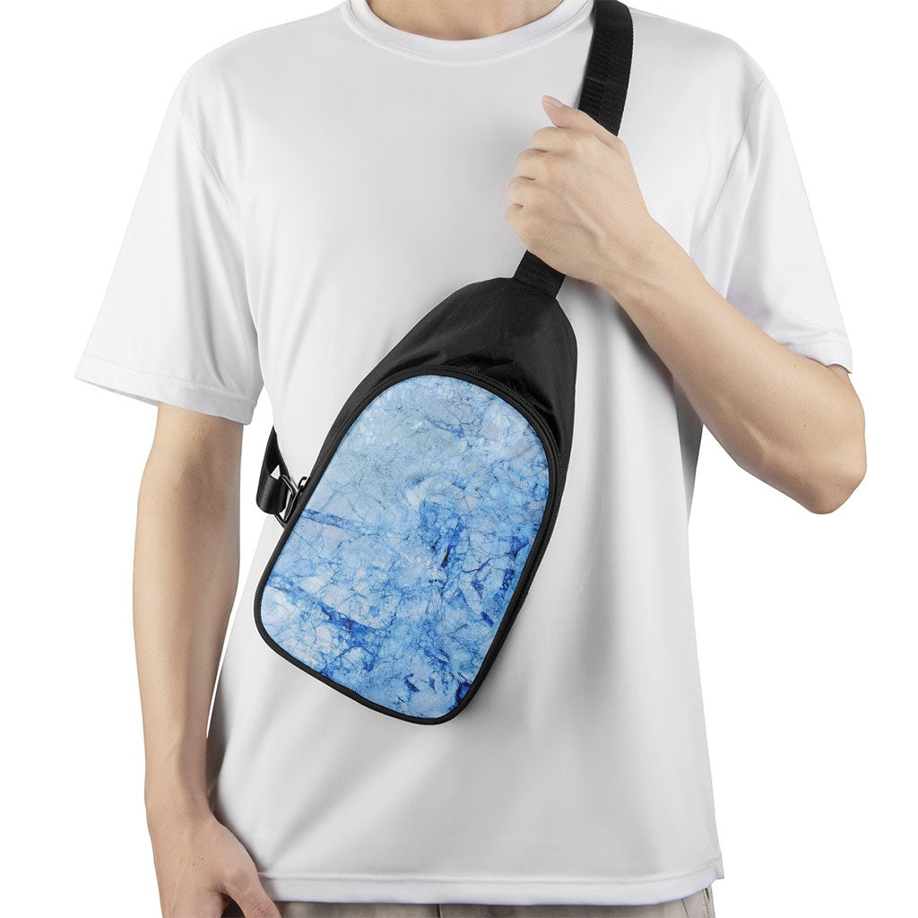Ice Blue Marble Print Chest Bag
