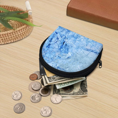 Ice Blue Marble Print Coin Purse
