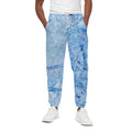 Ice Blue Marble Print Cotton Sweatpants