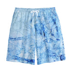 Ice Blue Marble Print Cotton Shorts