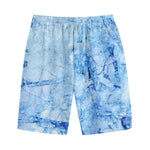 Ice Blue Marble Print Cotton Shorts