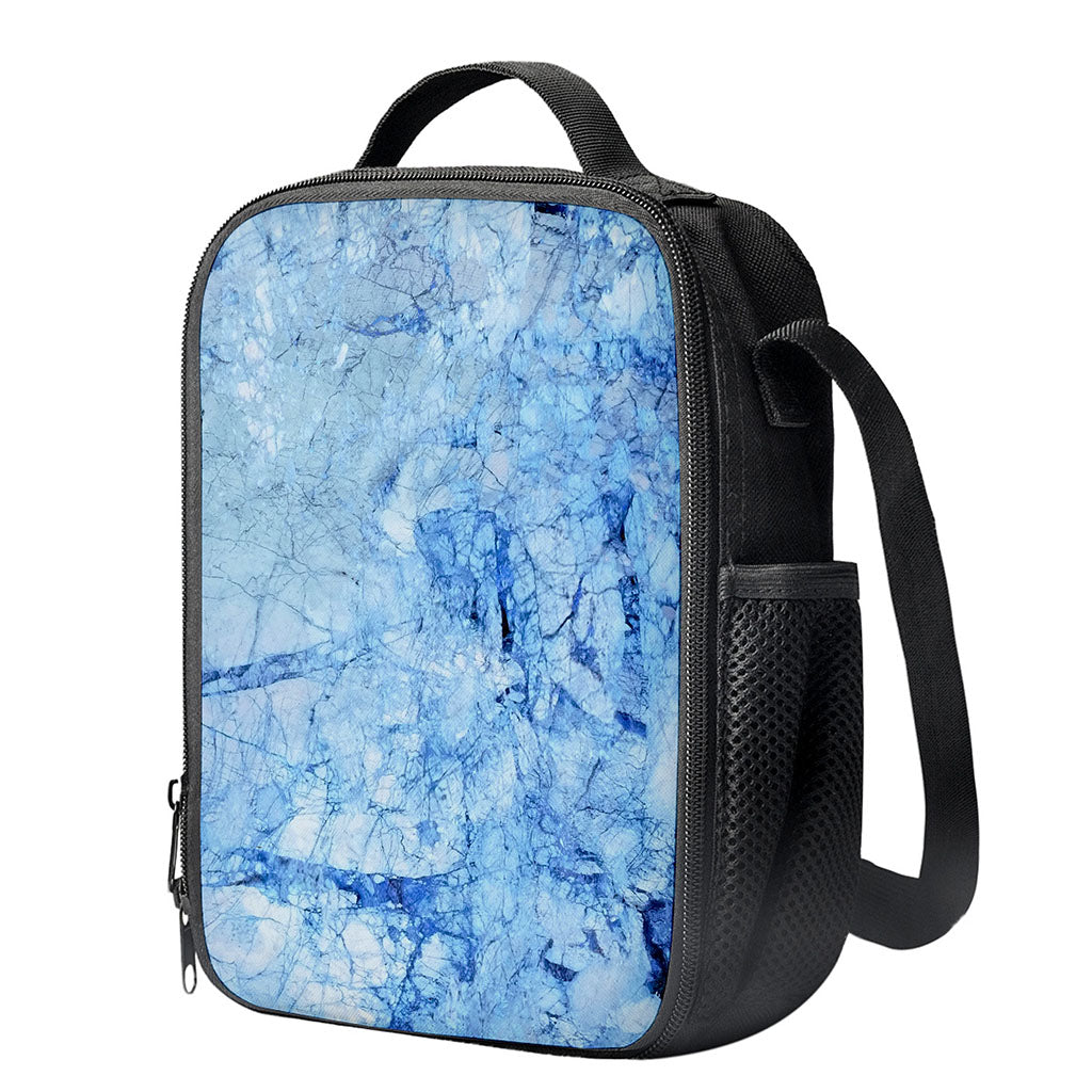 Ice Blue Marble Print Crossbody Lunch Bag