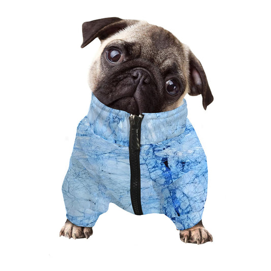 Ice Blue Marble Print Dog Zip Up Jacket