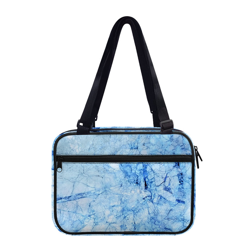 Ice Blue Marble Print Double Strap Bible Bag