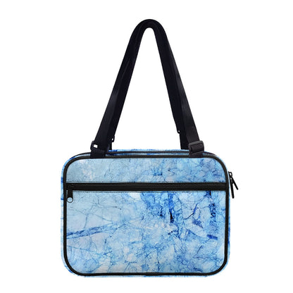 Ice Blue Marble Print Double Strap Bible Bag