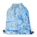 Ice Blue Marble Print Drawstring Bag