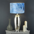 Ice Blue Marble Print Drum Lamp Shade