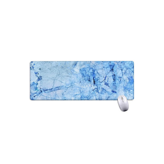 Ice Blue Marble Print Extended Mouse Pad