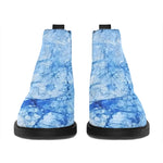 Ice Blue Marble Print Flat Ankle Boots