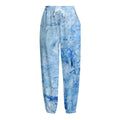 Ice Blue Marble Print Fleece Lined Knit Pants