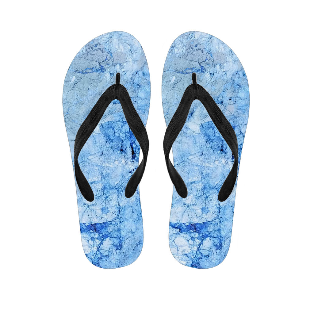 Ice Blue Marble Print Flip Flops