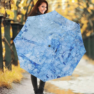 Ice Blue Marble Print Foldable Umbrella