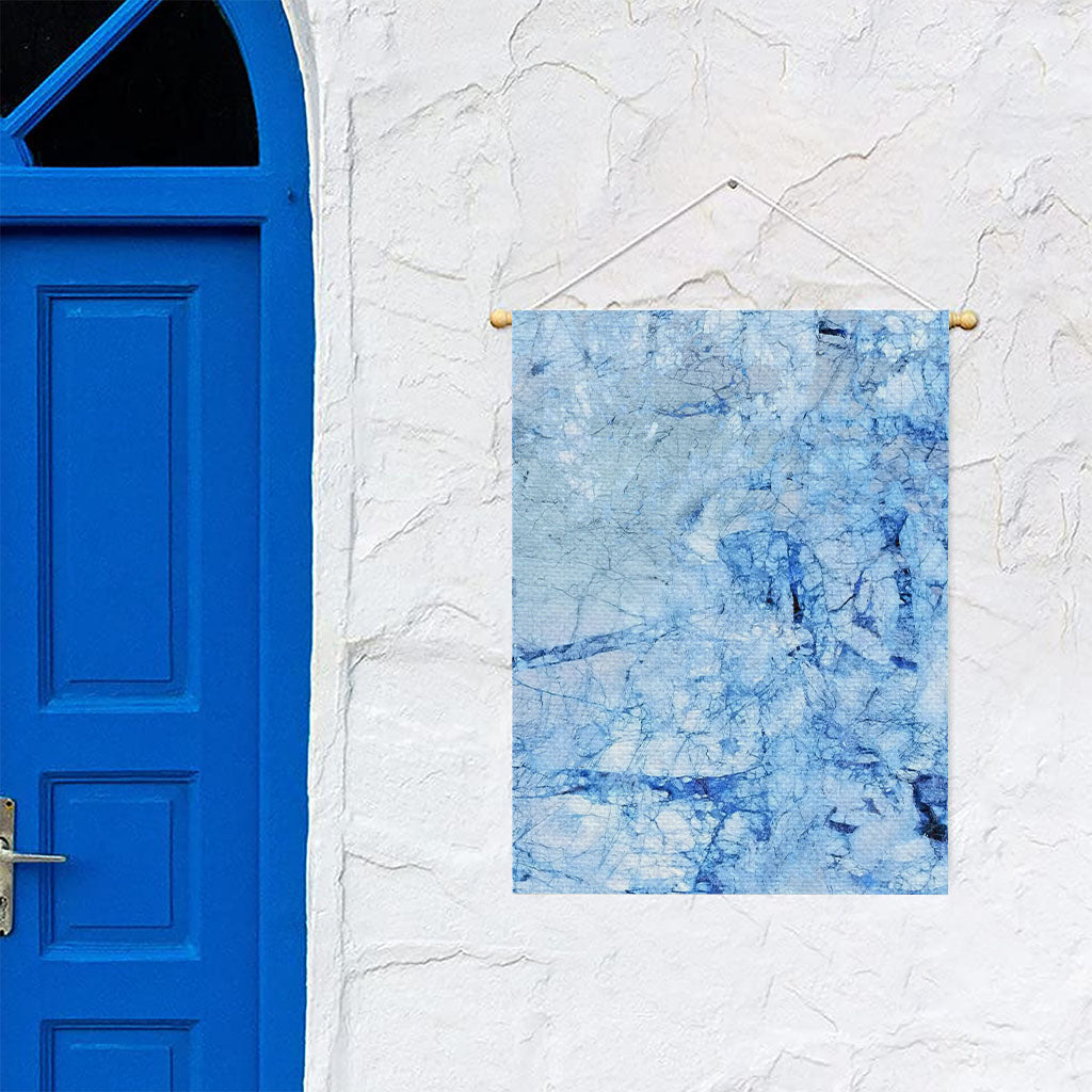 Ice Blue Marble Print Garden Flag