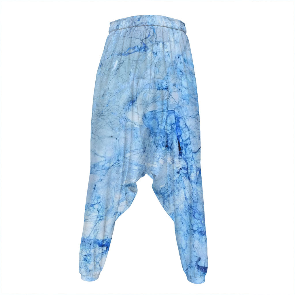 Ice Blue Marble Print Hammer Pants