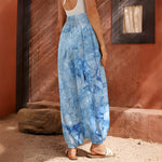 Ice Blue Marble Print Harem Pants