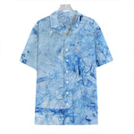 Ice Blue Marble Print Hawaiian Shirt