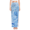 Ice Blue Marble Print High Slit Maxi Skirt