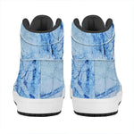 Ice Blue Marble Print High Top Leather Sneakers
