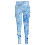 Ice Blue Marble Print High-Waisted Pocket Leggings