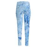 Ice Blue Marble Print High-Waisted Pocket Leggings