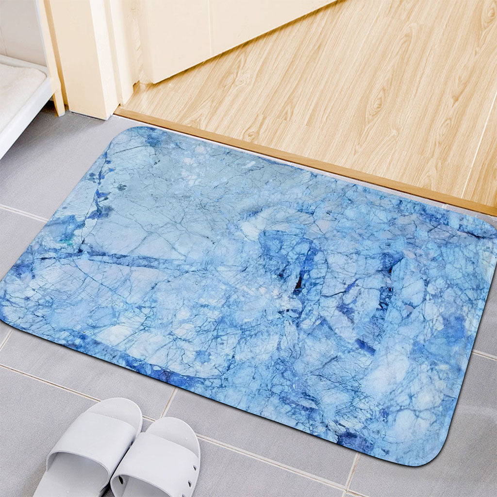 Ice Blue Marble Print Indoor Door Mat