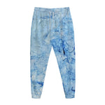 Ice Blue Marble Print Jogger Pants