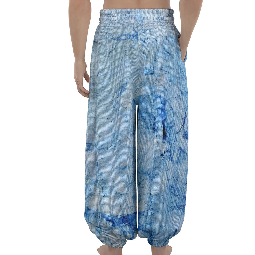 Ice Blue Marble Print Lantern Pants