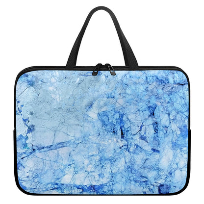 Ice Blue Marble Print Laptop Sleeve With Handle