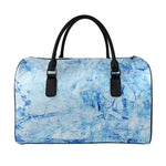 Ice Blue Marble Print Leather Duffle Bag
