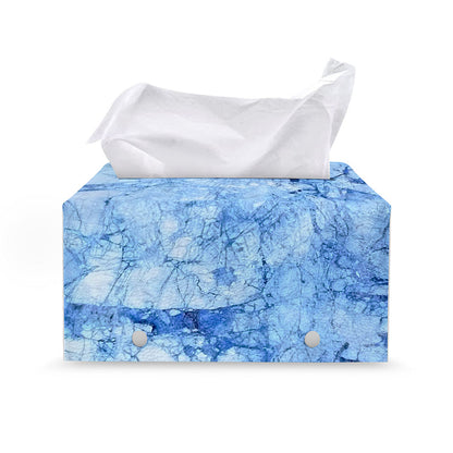 Ice Blue Marble Print Leather Tissue Box Cover