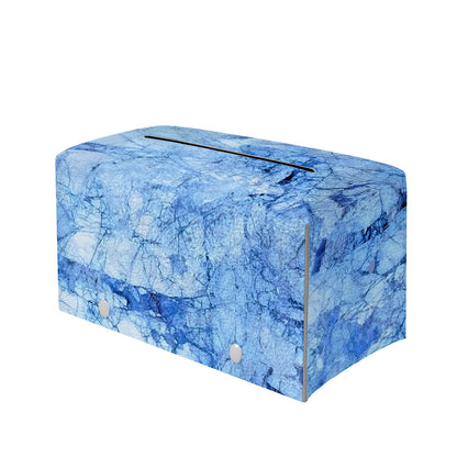 Ice Blue Marble Print Leather Tissue Box Cover