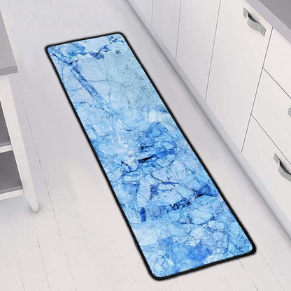 Ice Blue Marble Print Long Kitchen Mat