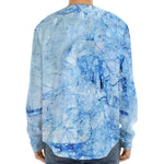 Ice Blue Marble Print Long Sleeve Baseball Jersey
