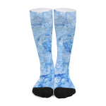 Ice Blue Marble Print Long Socks