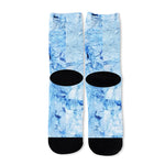 Ice Blue Marble Print Long Socks