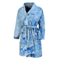 Ice Blue Marble Print Men's Bathrobe
