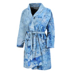 Ice Blue Marble Print Men's Bathrobe