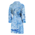 Ice Blue Marble Print Men's Bathrobe