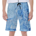 Ice Blue Marble Print Men's Beach Shorts