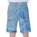 Ice Blue Marble Print Men's Beach Shorts