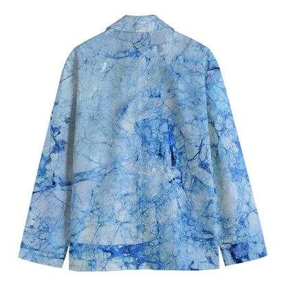 Ice Blue Marble Print Men's Blazer