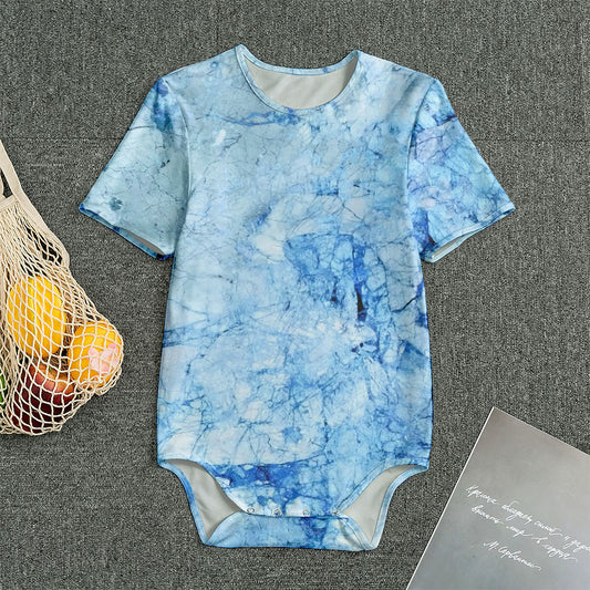 Ice Blue Marble Print Men's Bodysuit
