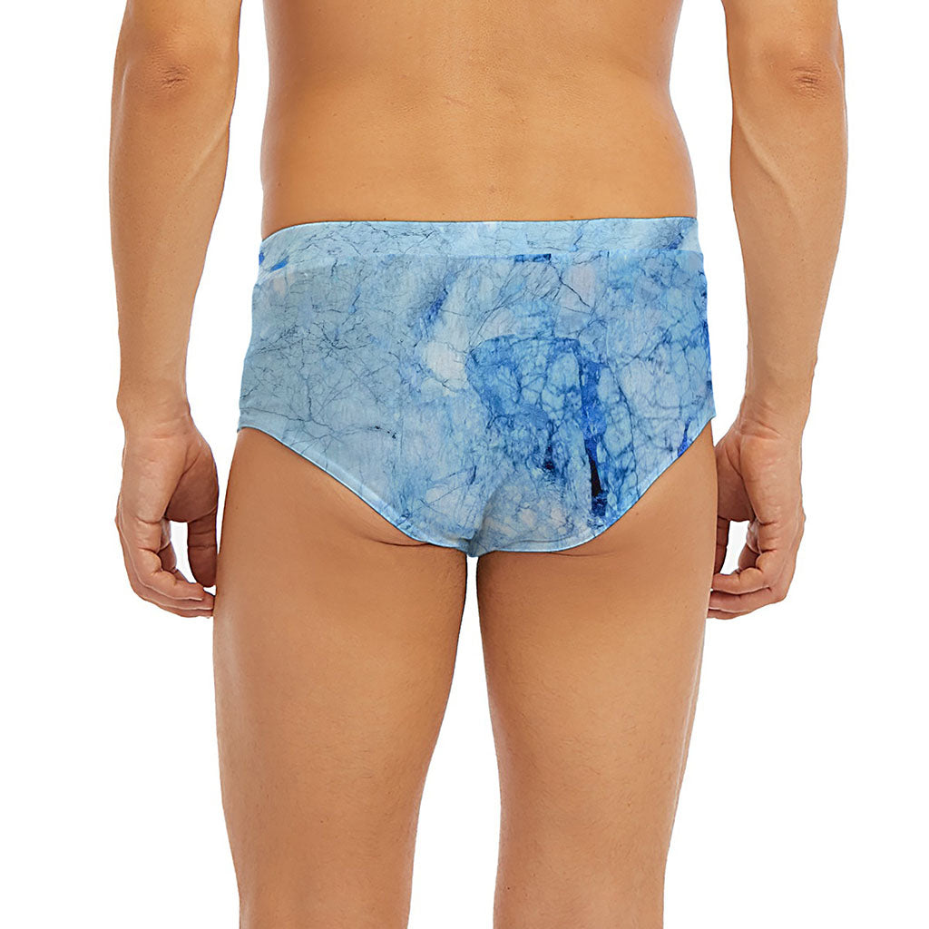 Ice Blue Marble Print Men's Briefs