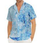 Ice Blue Marble Print Men's Deep V-Neck Shirt