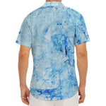 Ice Blue Marble Print Men's Deep V-Neck Shirt
