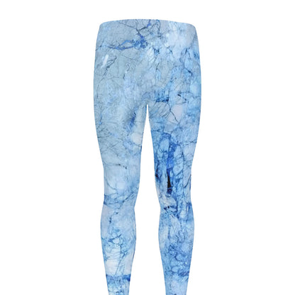 Ice Blue Marble Print Men's leggings
